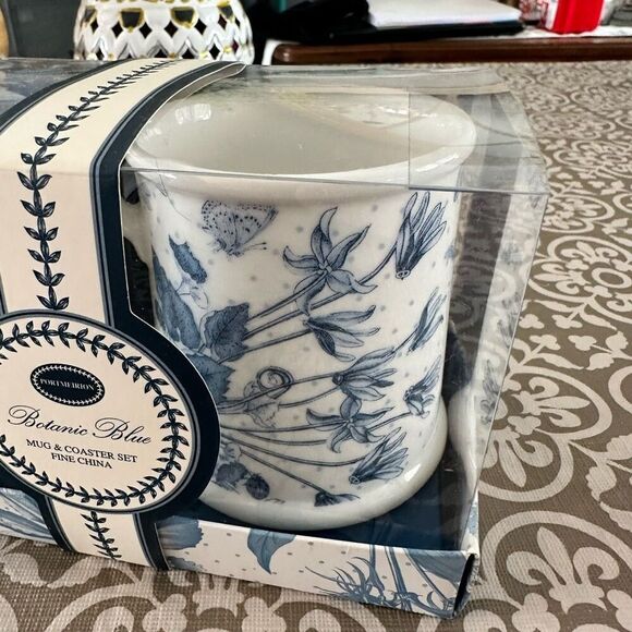 Portmeirion Botanic Blue Floral Coffee Mug and Coaster Set NEW Rare Spring Theme - Picture 5 of 8